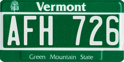 VT license plate AFH726