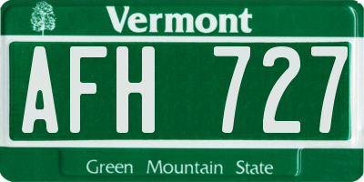 VT license plate AFH727