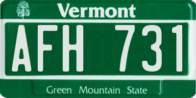 VT license plate AFH731