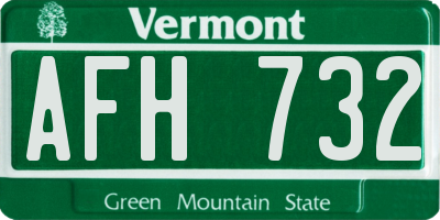 VT license plate AFH732