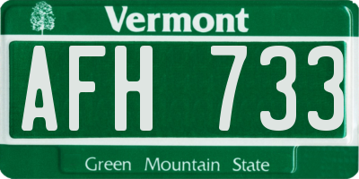 VT license plate AFH733