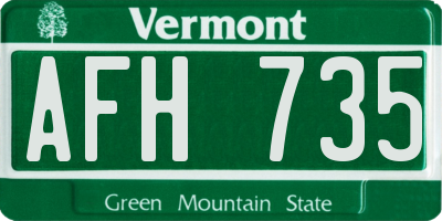 VT license plate AFH735