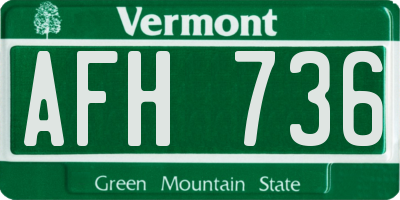 VT license plate AFH736