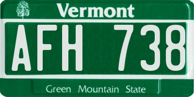 VT license plate AFH738