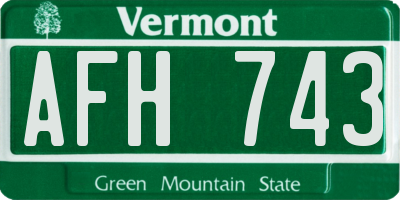 VT license plate AFH743