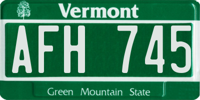 VT license plate AFH745