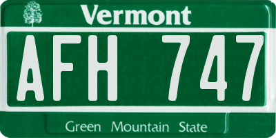 VT license plate AFH747
