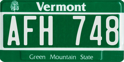 VT license plate AFH748
