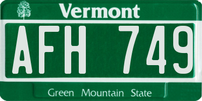 VT license plate AFH749