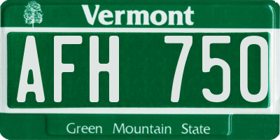 VT license plate AFH750