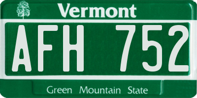 VT license plate AFH752