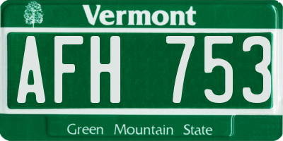 VT license plate AFH753