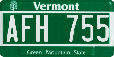 VT license plate AFH755