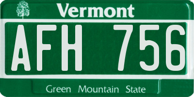 VT license plate AFH756
