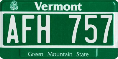 VT license plate AFH757