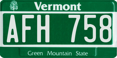 VT license plate AFH758