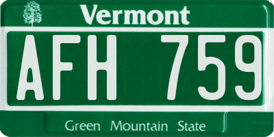 VT license plate AFH759