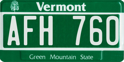 VT license plate AFH760