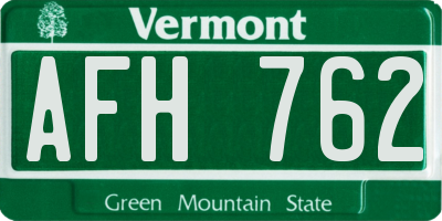 VT license plate AFH762