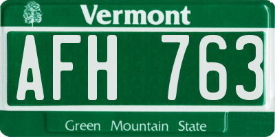 VT license plate AFH763