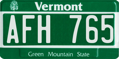 VT license plate AFH765