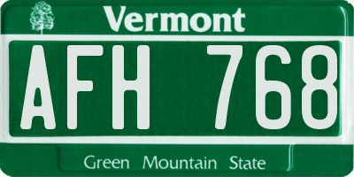 VT license plate AFH768