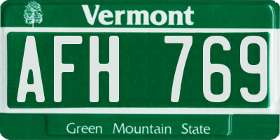 VT license plate AFH769