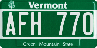 VT license plate AFH770