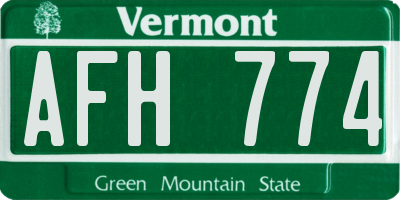 VT license plate AFH774