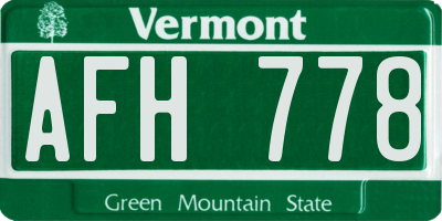 VT license plate AFH778