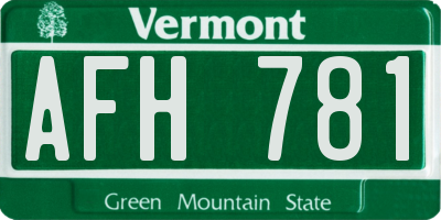 VT license plate AFH781