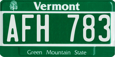 VT license plate AFH783