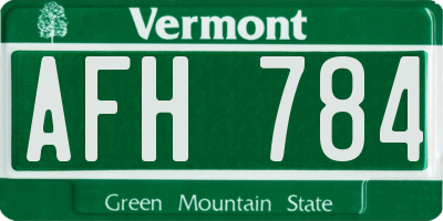 VT license plate AFH784