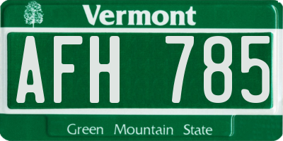 VT license plate AFH785