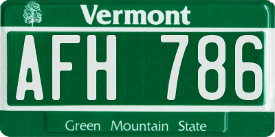 VT license plate AFH786