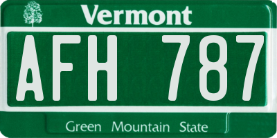 VT license plate AFH787