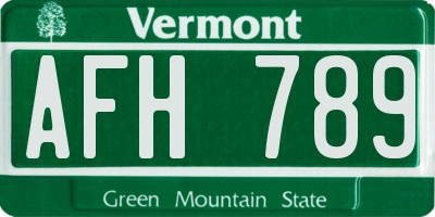VT license plate AFH789