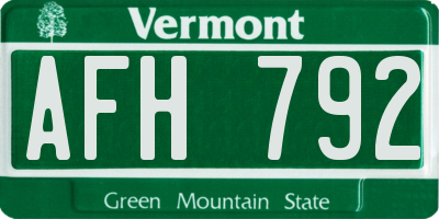 VT license plate AFH792