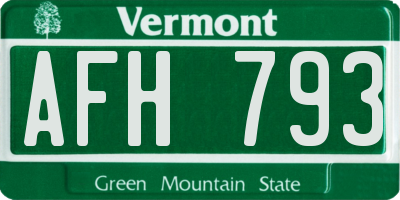 VT license plate AFH793