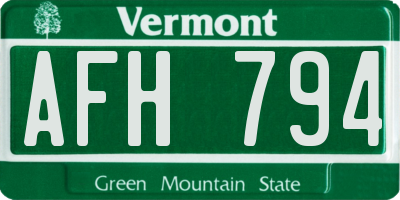 VT license plate AFH794