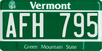VT license plate AFH795