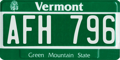 VT license plate AFH796
