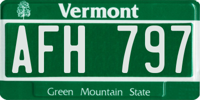 VT license plate AFH797