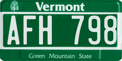 VT license plate AFH798
