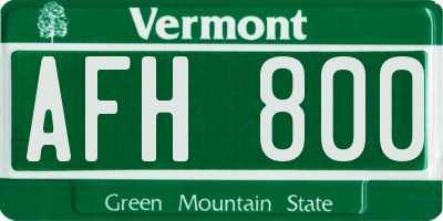 VT license plate AFH800
