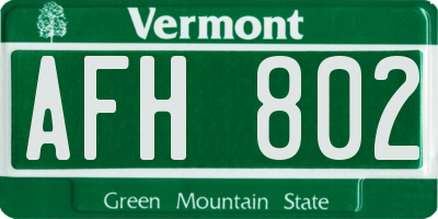 VT license plate AFH802