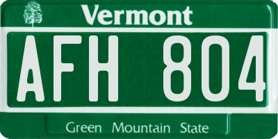 VT license plate AFH804