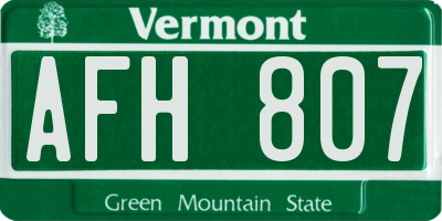 VT license plate AFH807