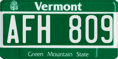 VT license plate AFH809