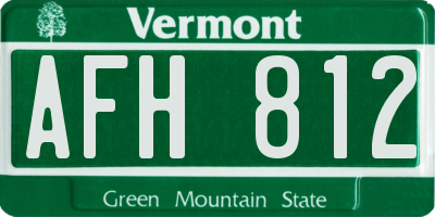 VT license plate AFH812